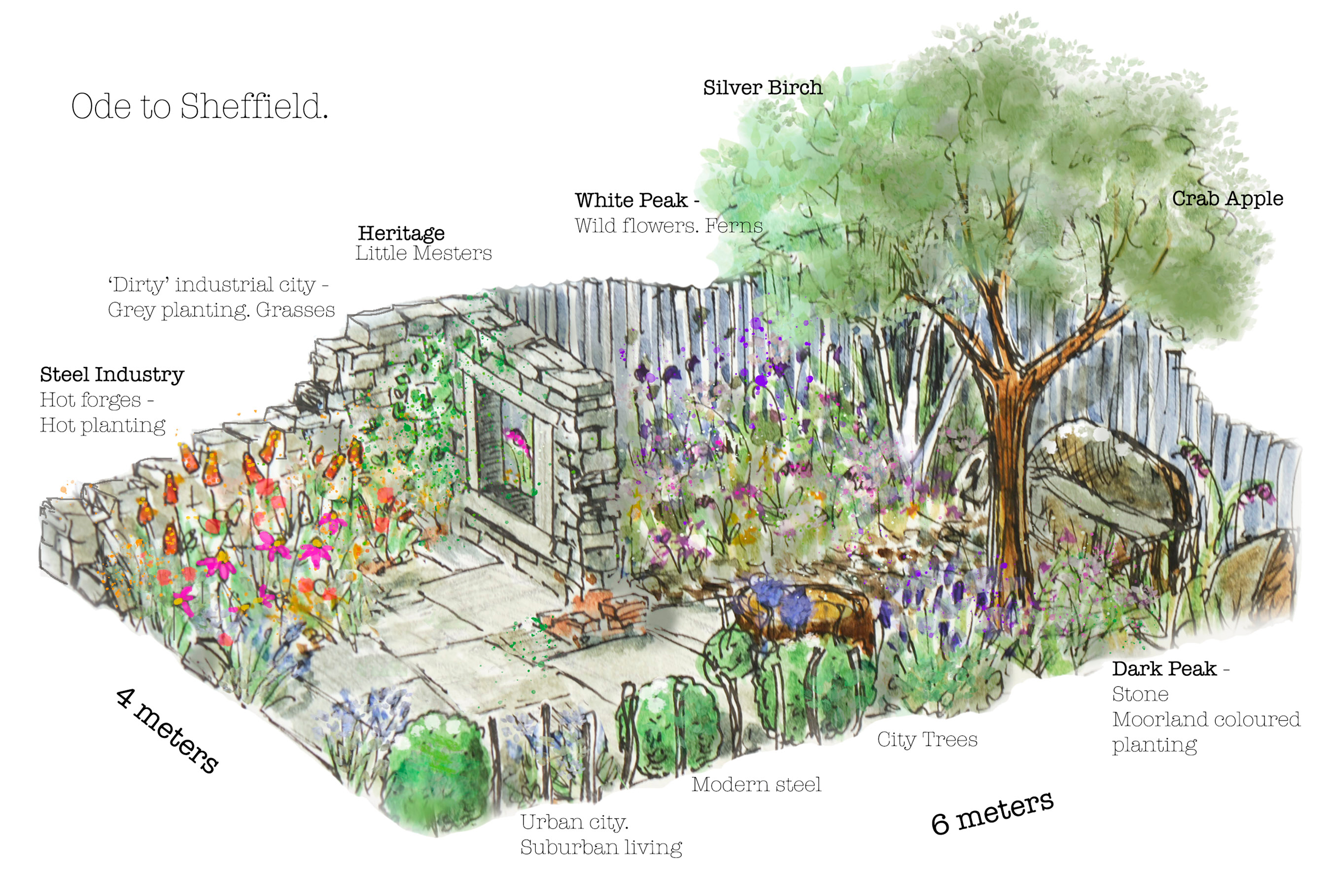 Garden design, Garden plan, show garden, sheffield garden